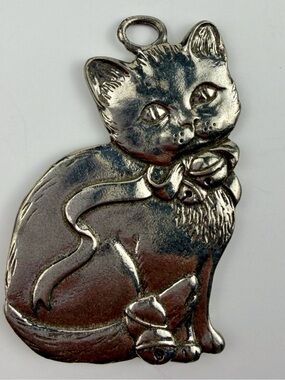 SEAGULL PEWTER Canada Vintage 1988 Cat Christmas Ornament 2.5 in